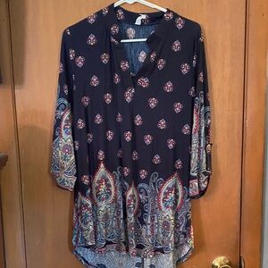 Paisley Print Women's Top - Navy &  Red
